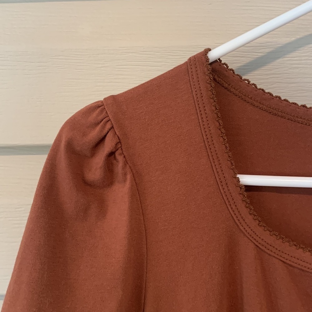 Shein Chocolate Brown Short Sleeve  Crop Top XL Used - Picture 4 of 5